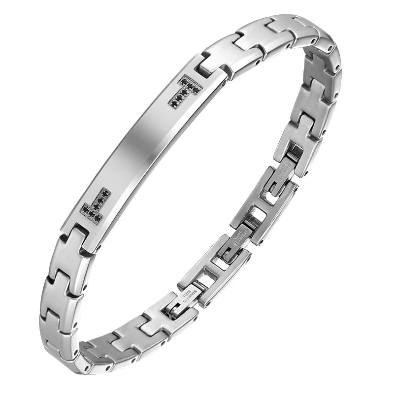 Silver-Tone Zircon Chain Bracelet