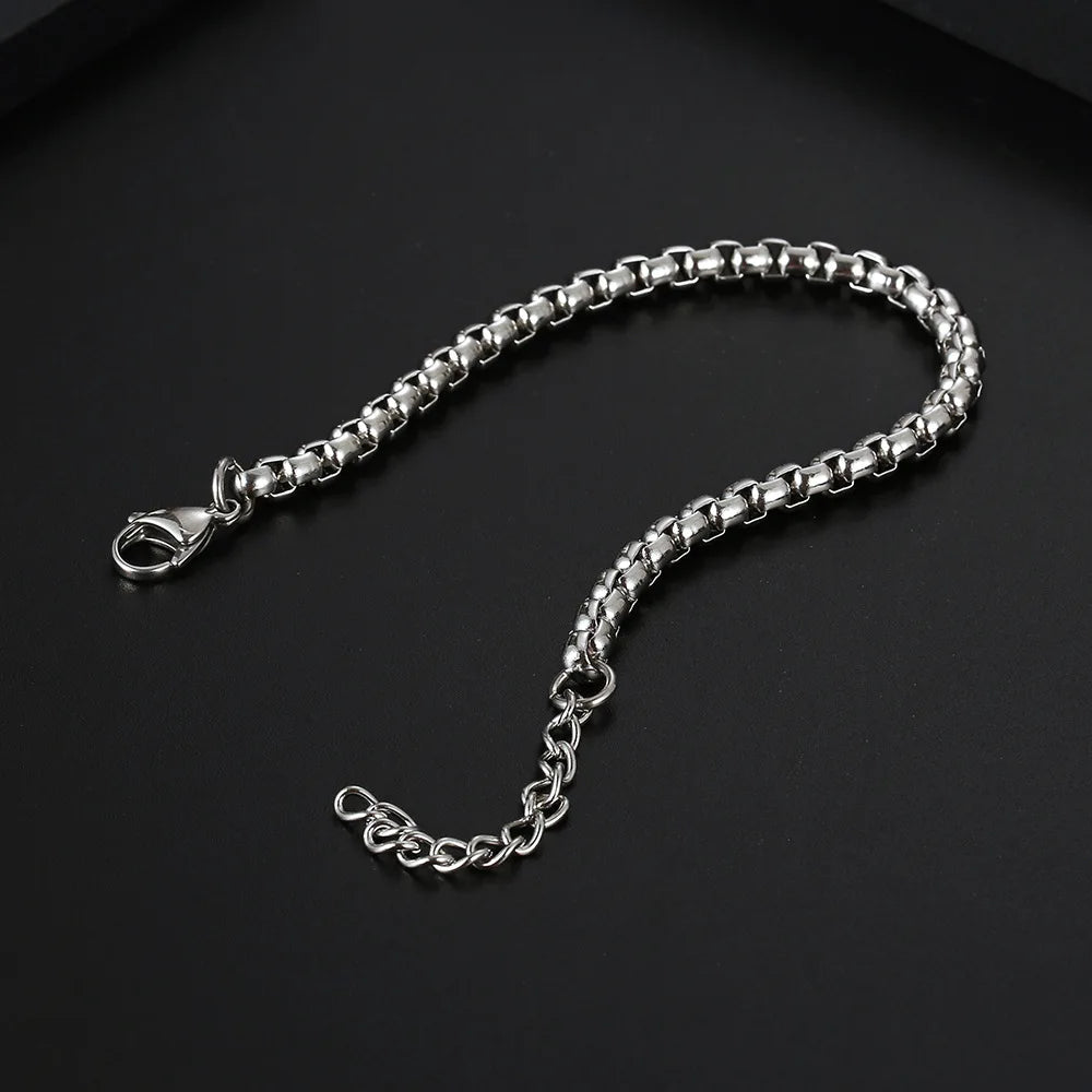 Silver-Tone Box Link Bracelet
