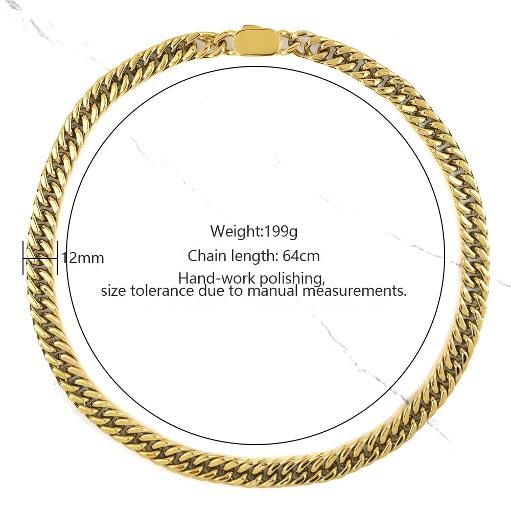 Chunky Gold Silver Cuban Link Chain Necklace Bracelet