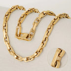 Men's Gold Plated Stainless Steel Rectangle Link Chain