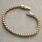 Men's Polished Gold Box Chain Link Bracelet