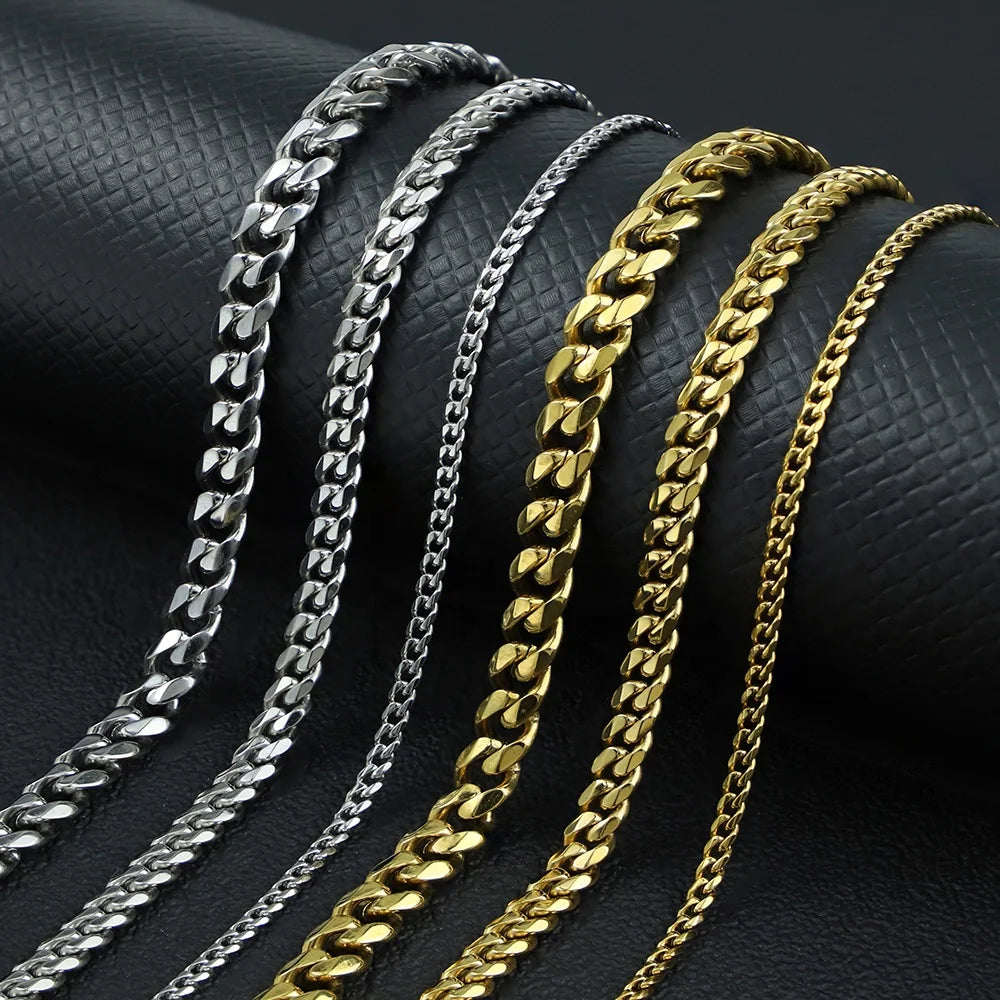Men's Gold Silver Cuban Link Chain Necklace