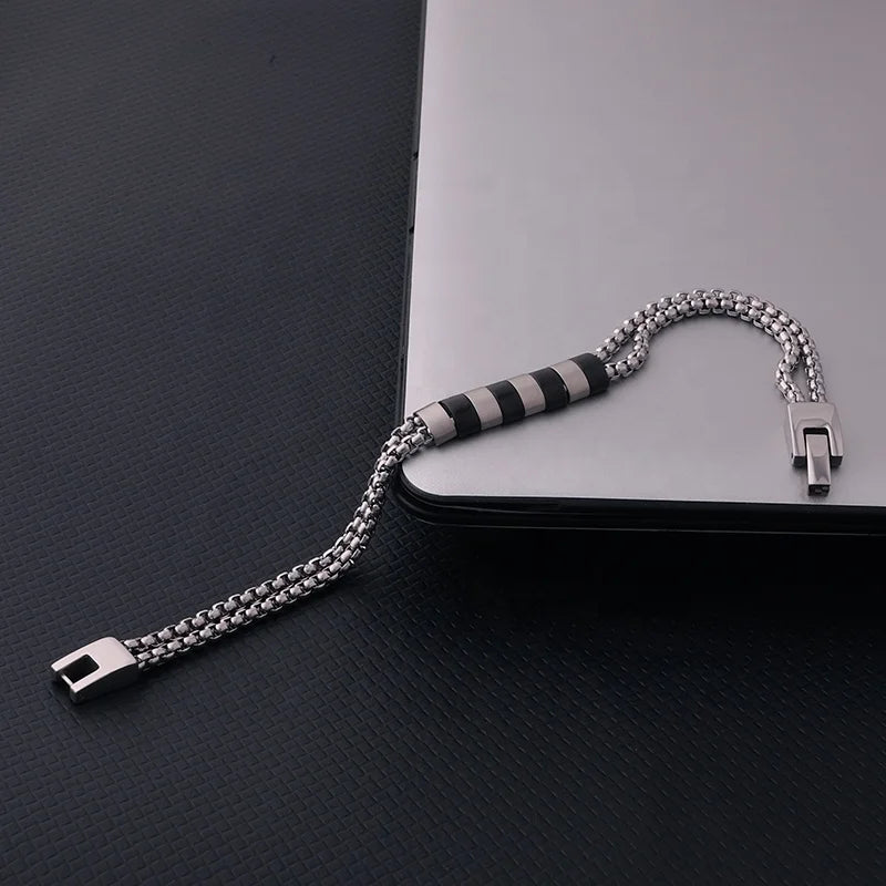 Silver-Tone Double Box Bracelet