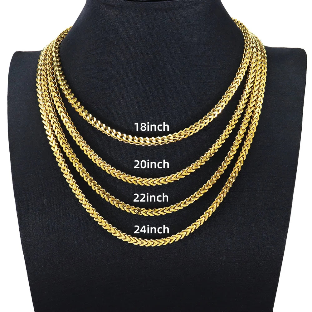 Polished Gold Silver Franco Chain Necklace for Men