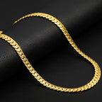 Gold Plated Flat Cuban Link Chain Necklace