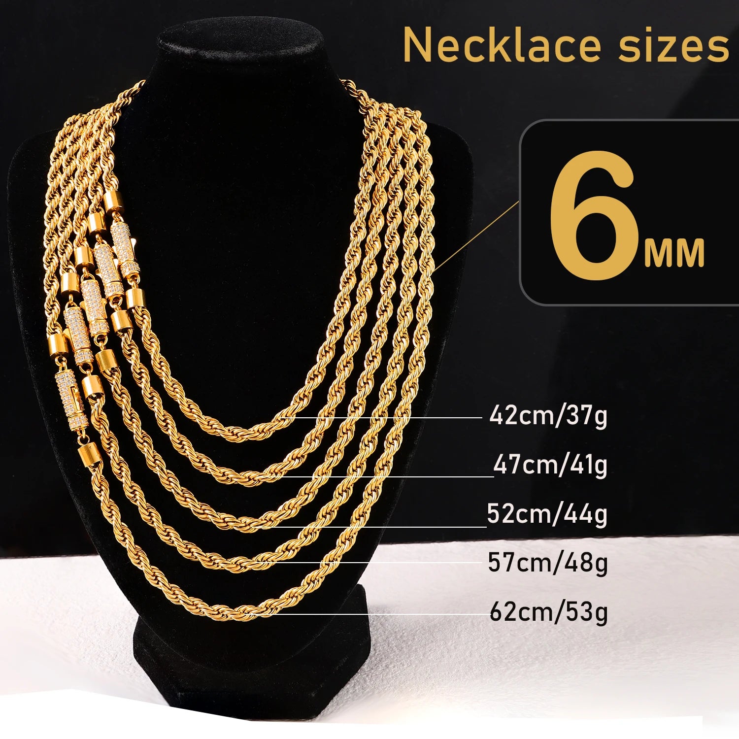 Gold Twisted Rope Chain with CZ Pave Clasp