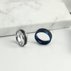 Men's Stainless Steel Carbon Fiber Inlay Ring Set