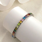 Colorful Square Cubic Zirconia Tennis Bracelet