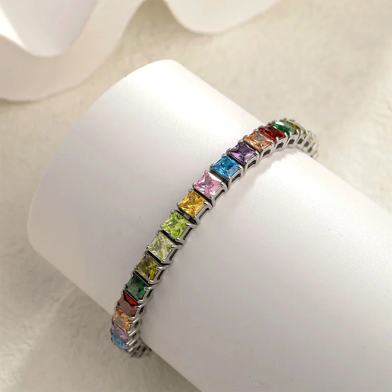 Silver-Tone Vivid Zirconia Bracelet