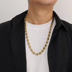 Gold Coffee Bean Chain Necklace with Lobster Clasp