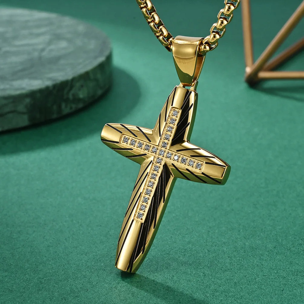 Silver-Tone Arc Cross Necklace