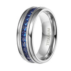 Silver-Tone Zirconia Inlay Ring