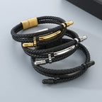 Men's Braided Leather Bracelet with Magnetic Clasp