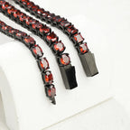 Men's Black Tennis Bracelet with Red Cubic Zirconia