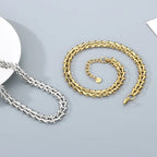 18K Gold Plated Train Track Link Necklace