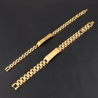 Gold Tone Stainless Steel Watch Band Bracelet Set
