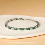 Oval Cut Zirconia Tennis Bracelet with Extension Chain