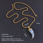 Men's Natural Labradorite Wolf Tooth Pendant Necklace