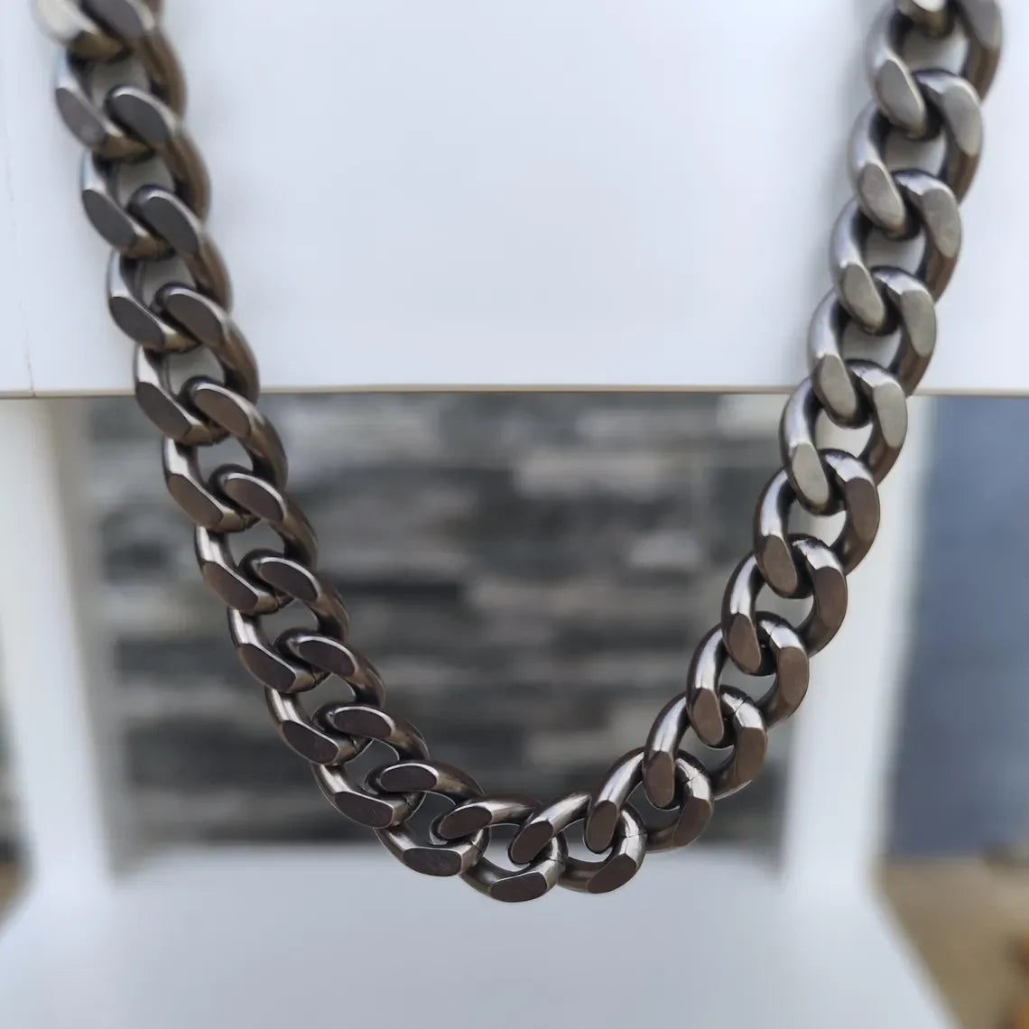 Polished Miami Cuban Curb Link Titanium Chain Necklace