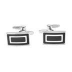 Men's Reversible Black Enamel Rectangular Cufflinks