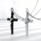 Modern Wrapped Cross Stainless Steel Pendant Necklace