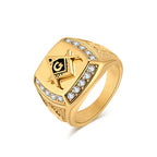 Men's Vintage Freemason Stainless Steel Statement Ring