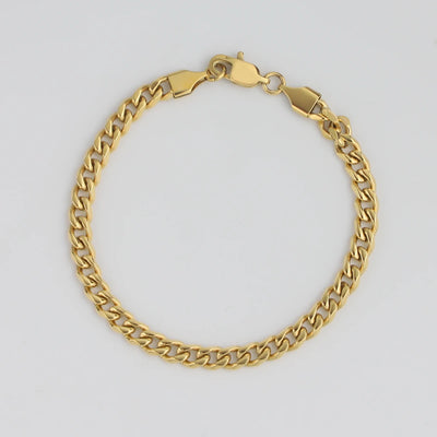 18K Gold Plated Cuban Bracelet in 3mm or 5mm
