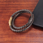 Men's Double Wrap Braided Leather Bracelet