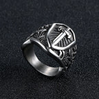Men's Vintage Stainless Steel Knight Shield Sword Ring