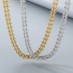 18K Gold Plated Train Track Link Necklace