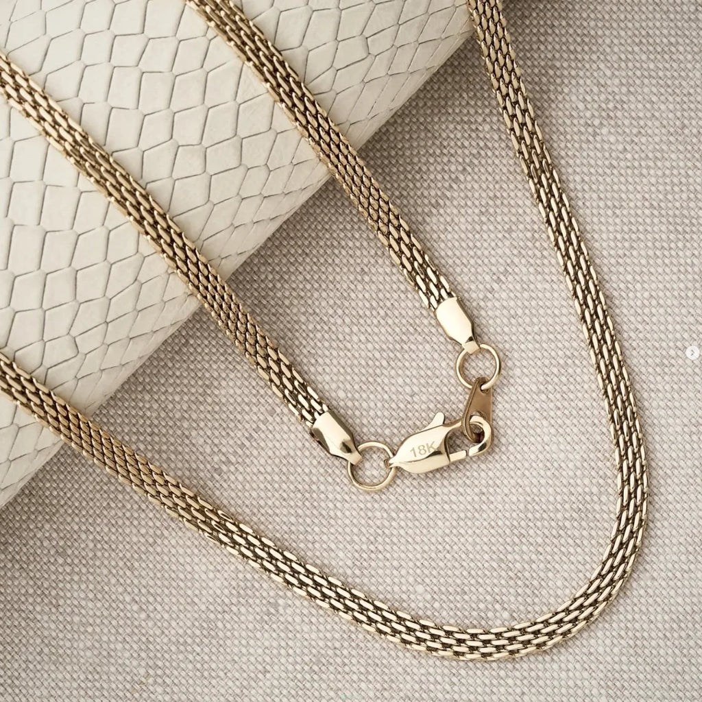 Gold Woven Mesh Chain Lobster Clasp
