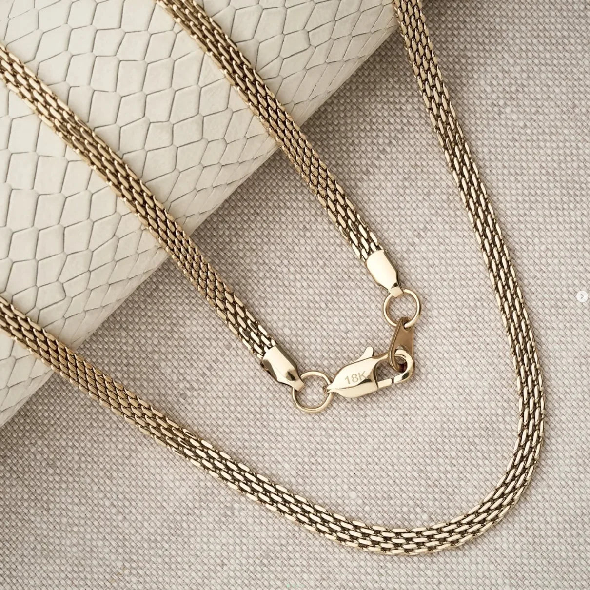 Gold Woven Mesh Chain Lobster Clasp