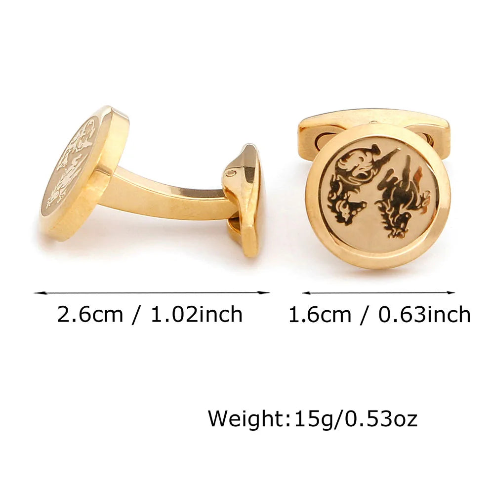 Engraved Steel Equestrian Cufflinks for Men
