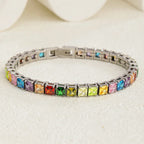 Colorful Square Cubic Zirconia Tennis Bracelet