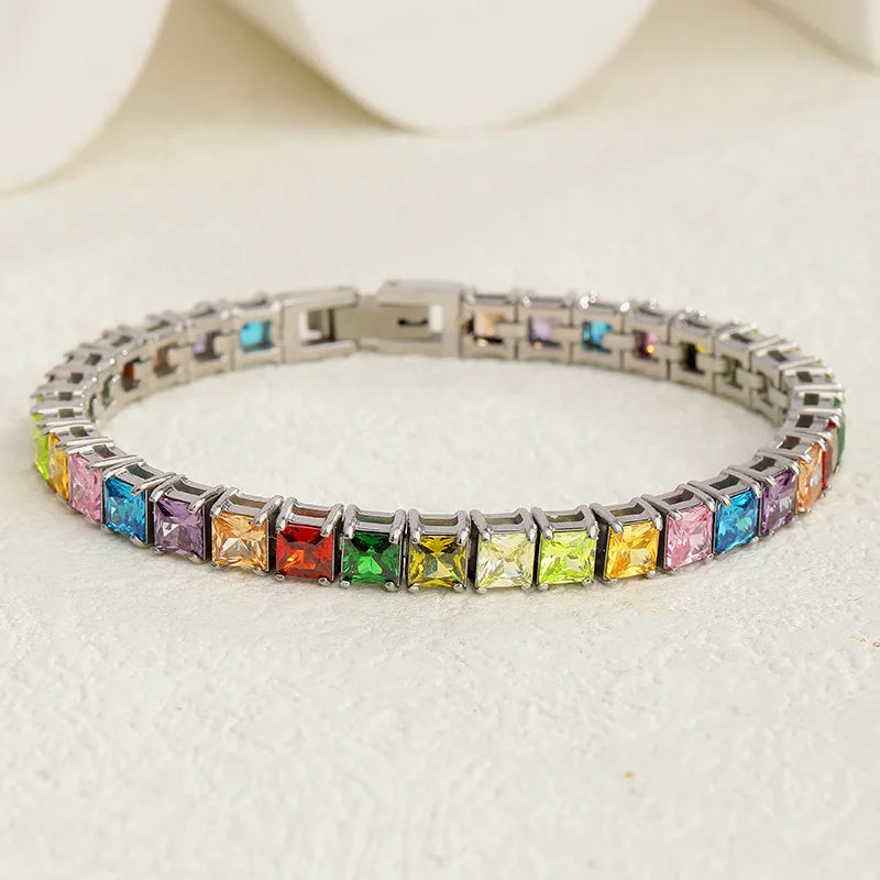 Silver-Tone Vivid Zirconia Bracelet