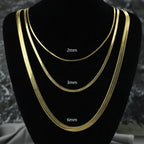Polished Stainless Steel Snake Chain Necklace Gold & Silver