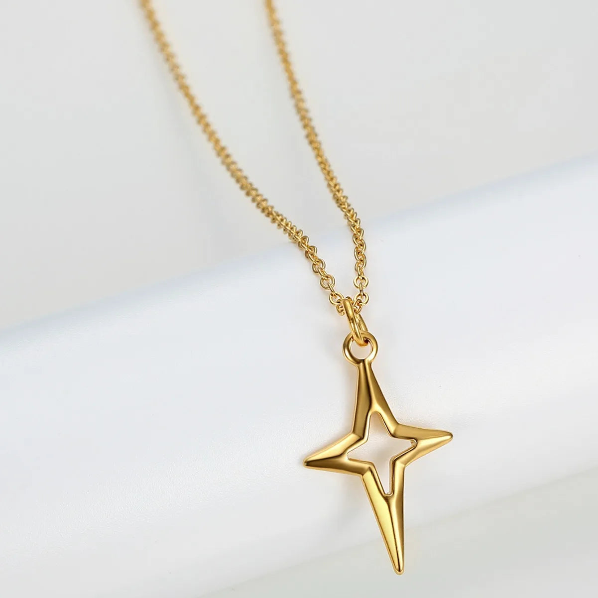 Gold Plated 316L Stainless Steel Star Pendant Necklace