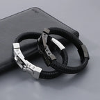 Men's Braided Leather Cross Buckle Bracelet