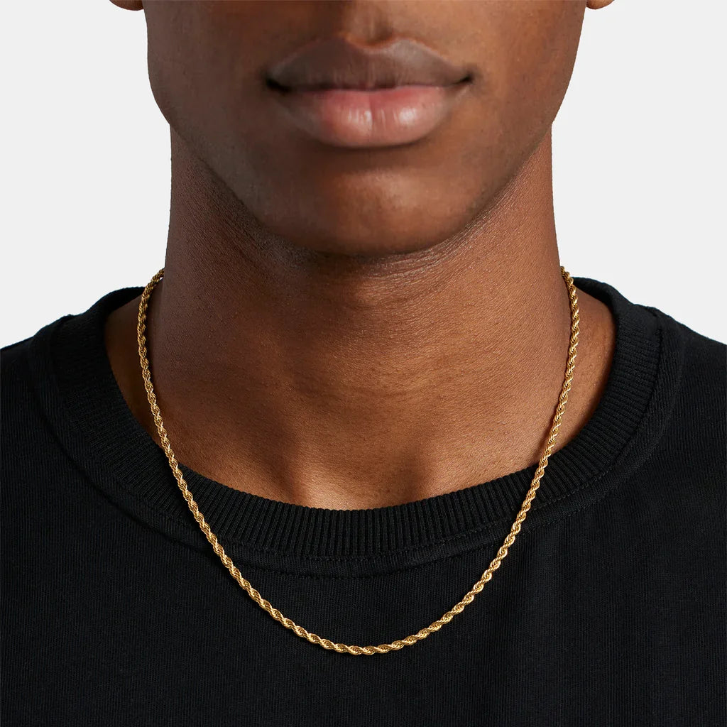 Gold & Silver Twisted Rope Chain Necklace Bracelet