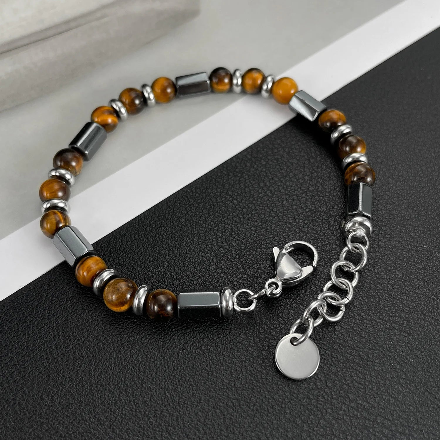 Silver-Tone Tiger's-Eye Bead Bracelet