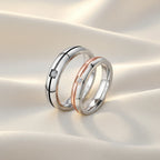Titanium Couples Wedding Band with Cubic Zirconia Accent