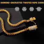 Men's Hip Hop Gold Silver Twisted Rope Chain Necklace