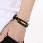 Men's Braided Leather Bracelet with Magnetic Clasp