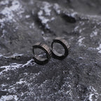 Men's Textured Stainless X-Pattern Hoop Earrings