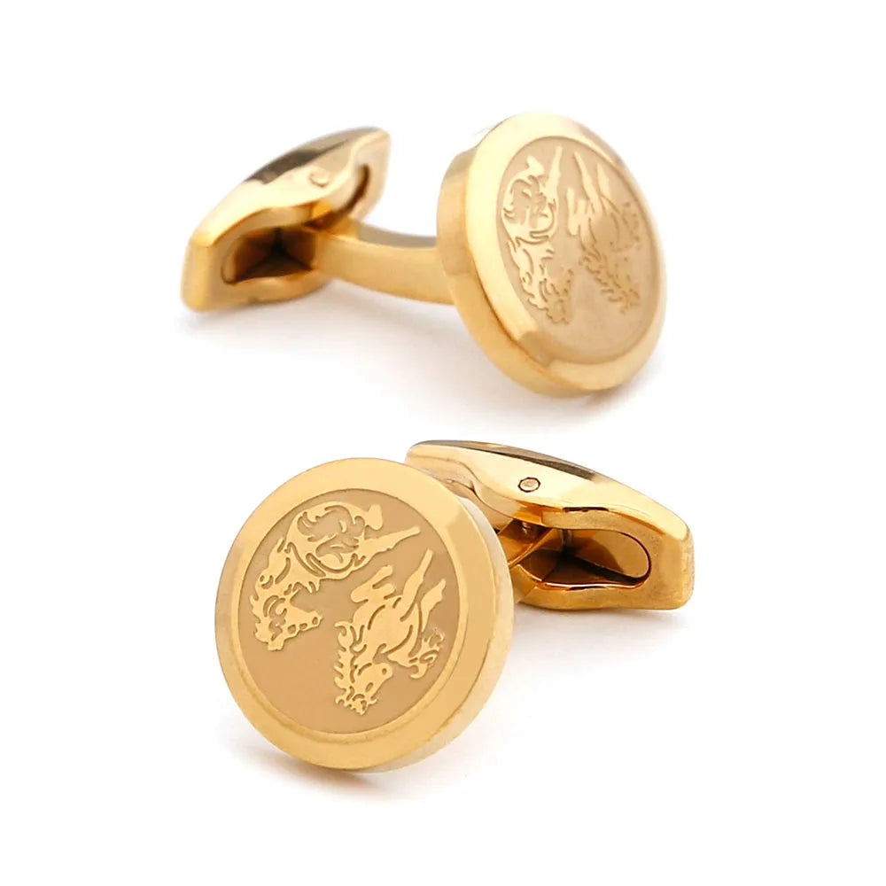 Engraved Steel Equestrian Cufflinks for Men