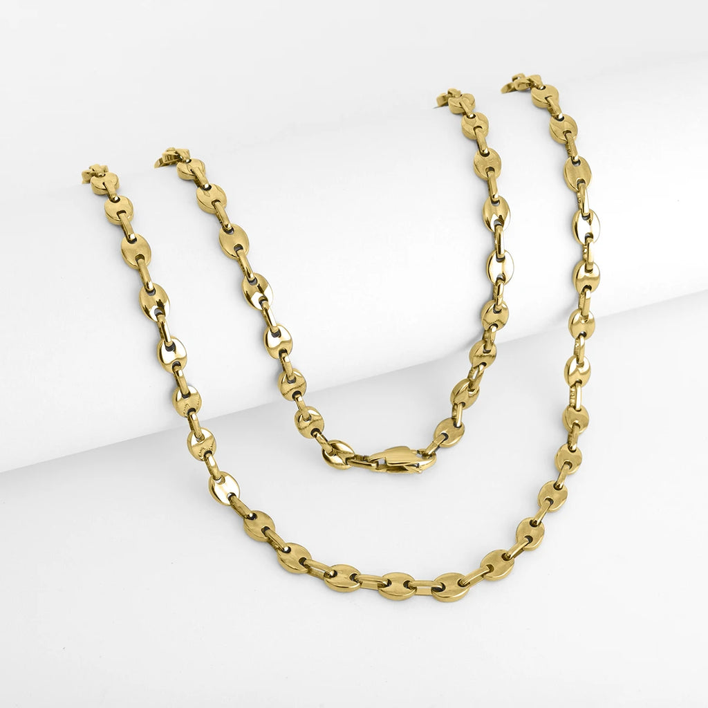 Gold-Tone Coffee Bean Link Chain Necklace