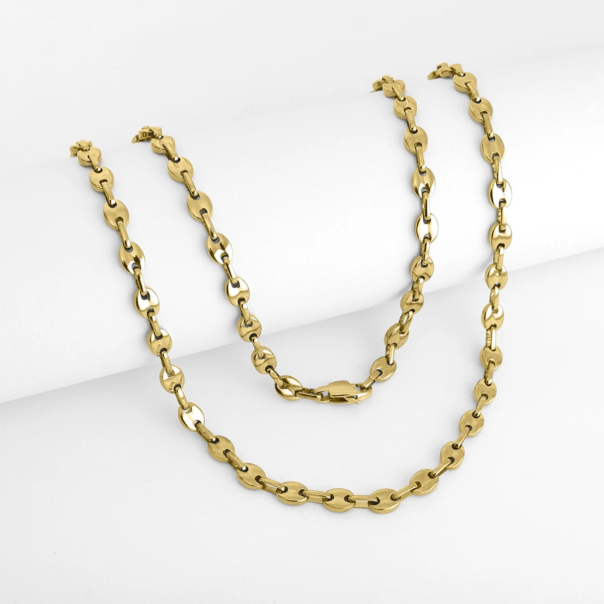 Gold-Tone Coffee Bean Link Chain Necklace