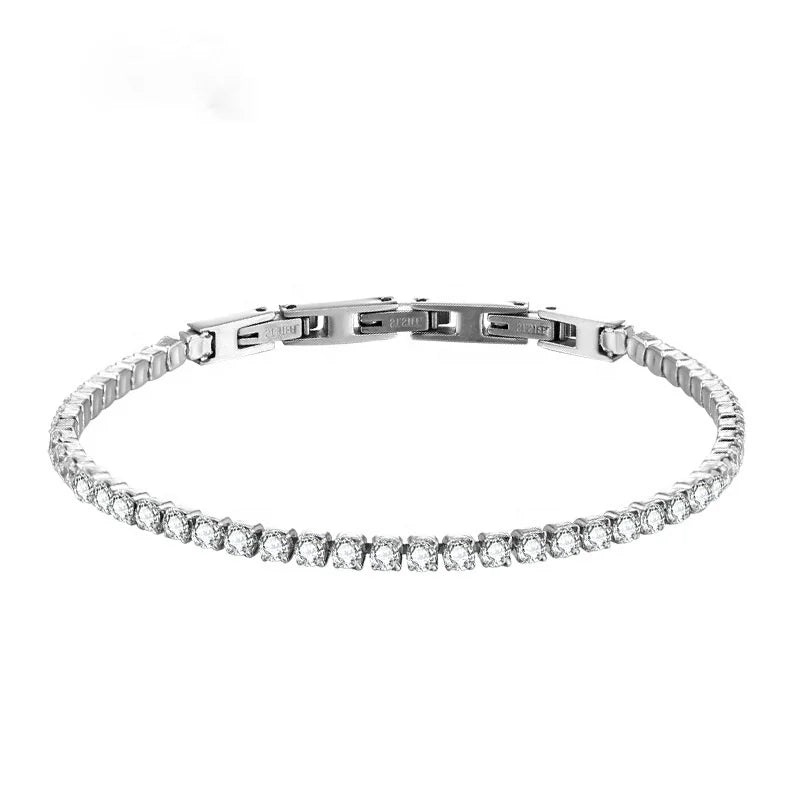 Silver-Tone Zircon Tennis Bracelet