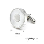 Mother of Pearl Inlay Circle Silver Tone Cufflinks