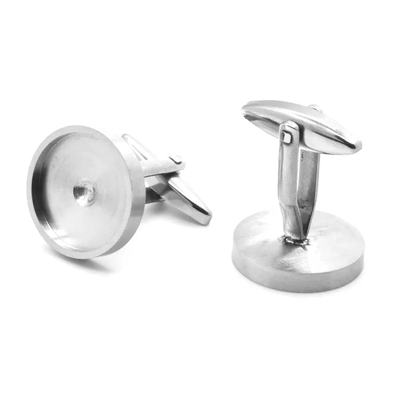 Silver Blank Tray Cufflinks for DIY Customization